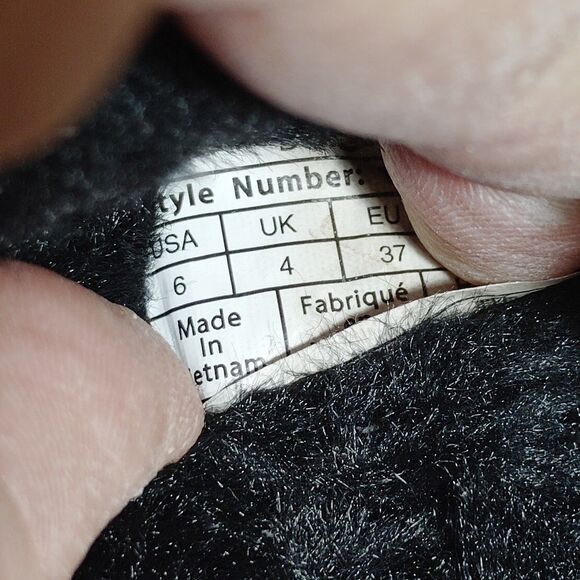 UGG Fluff Sz 6 Slippers Black Slides Faux Fur Shoes Sling Back Open Toe - Picture 6 of 6